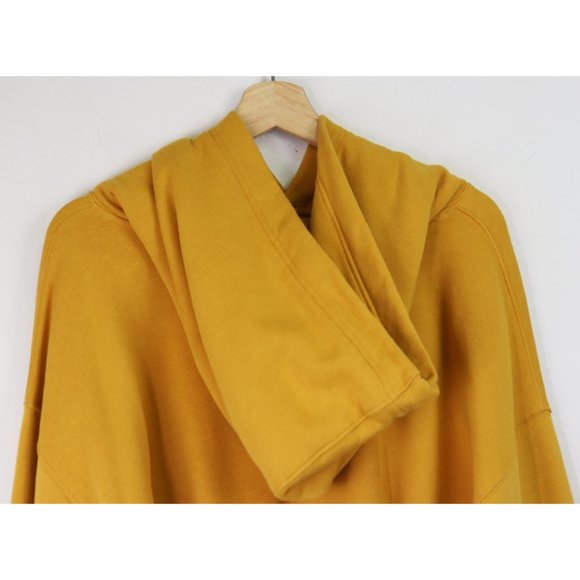 NWT Free People Baldwin Graphic Crop Hood Sweater Hoodie Sky Canary Yellow Large - Picture 9 of 10